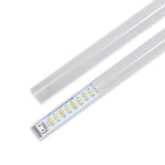 LED Magnetic Retrofit Kit for 2x2 Troffer showing light strip with frosted lens and visible LED chips for energy-efficient lighting upgrade