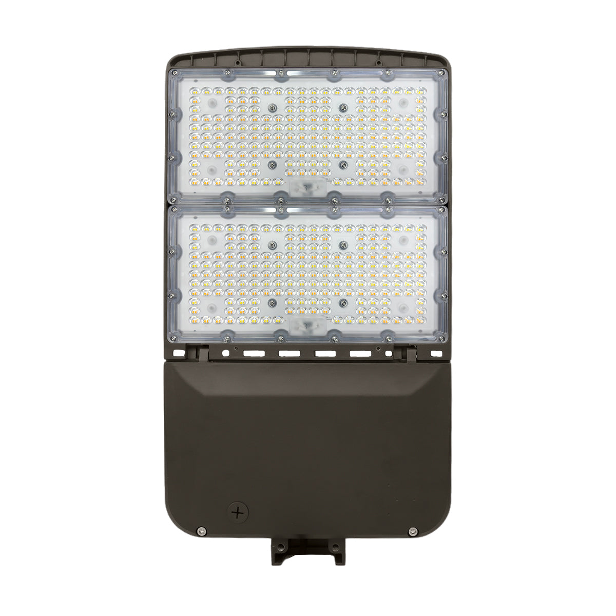 LED Shoebox Area Light - 3 CCT - 310/280/260/240W with dual LED panels and dark bronze finish