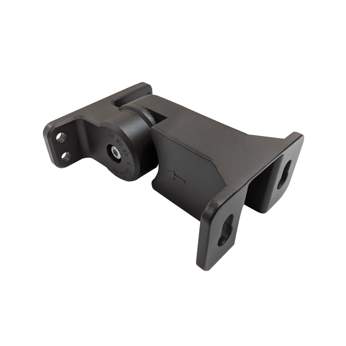 Yoke Mount for SBSG21 Area Lights in black metal, angled bracket with mounting holes for secure installation